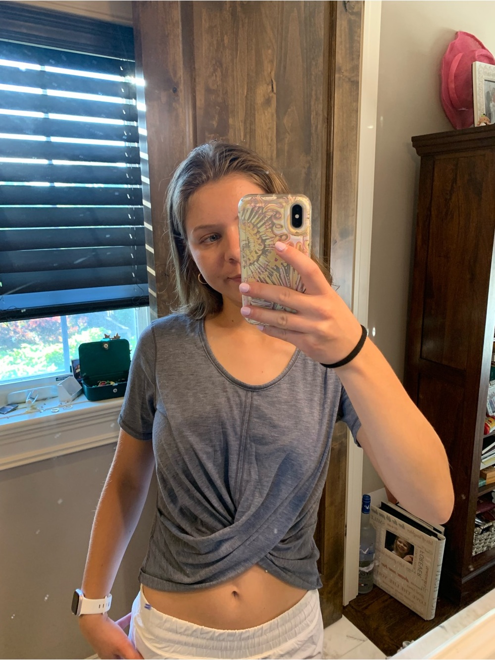 lululemon athletica Gray Twist-Front Crop Tee